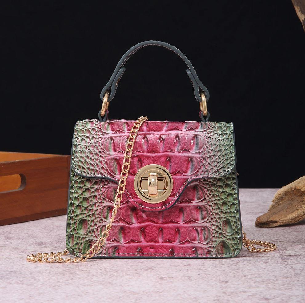 Crocodile Print Leather Handbag | Luxury Handcrafted with Locking Flap