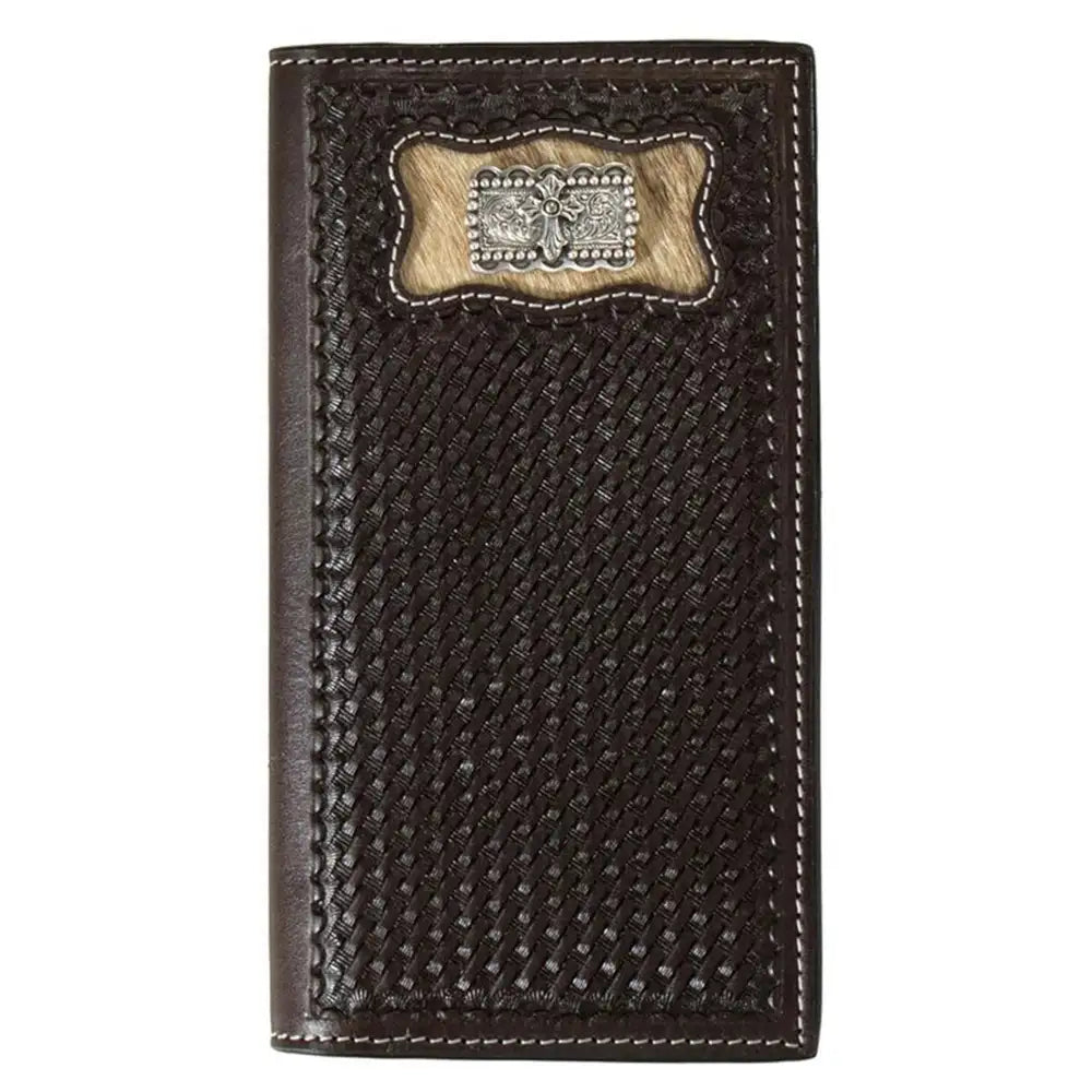 3D Calf Hair Inlay Cross Concho - Men's Rodeo Wallet