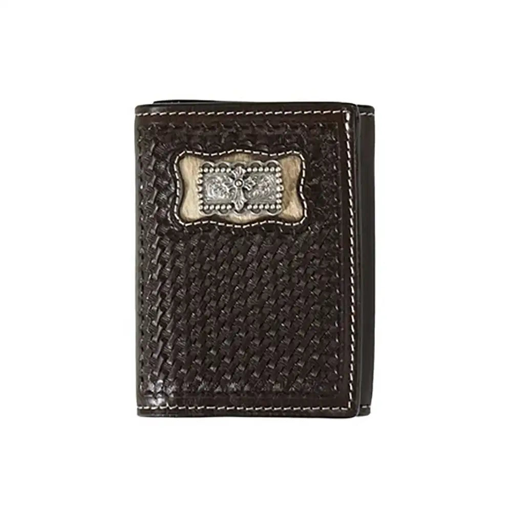 3D Calf Hair Inlay Cross Concho - Men's Tri-Fold Wallet