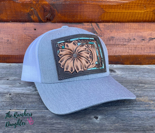 Daisy Leather Patch Trucker Cap