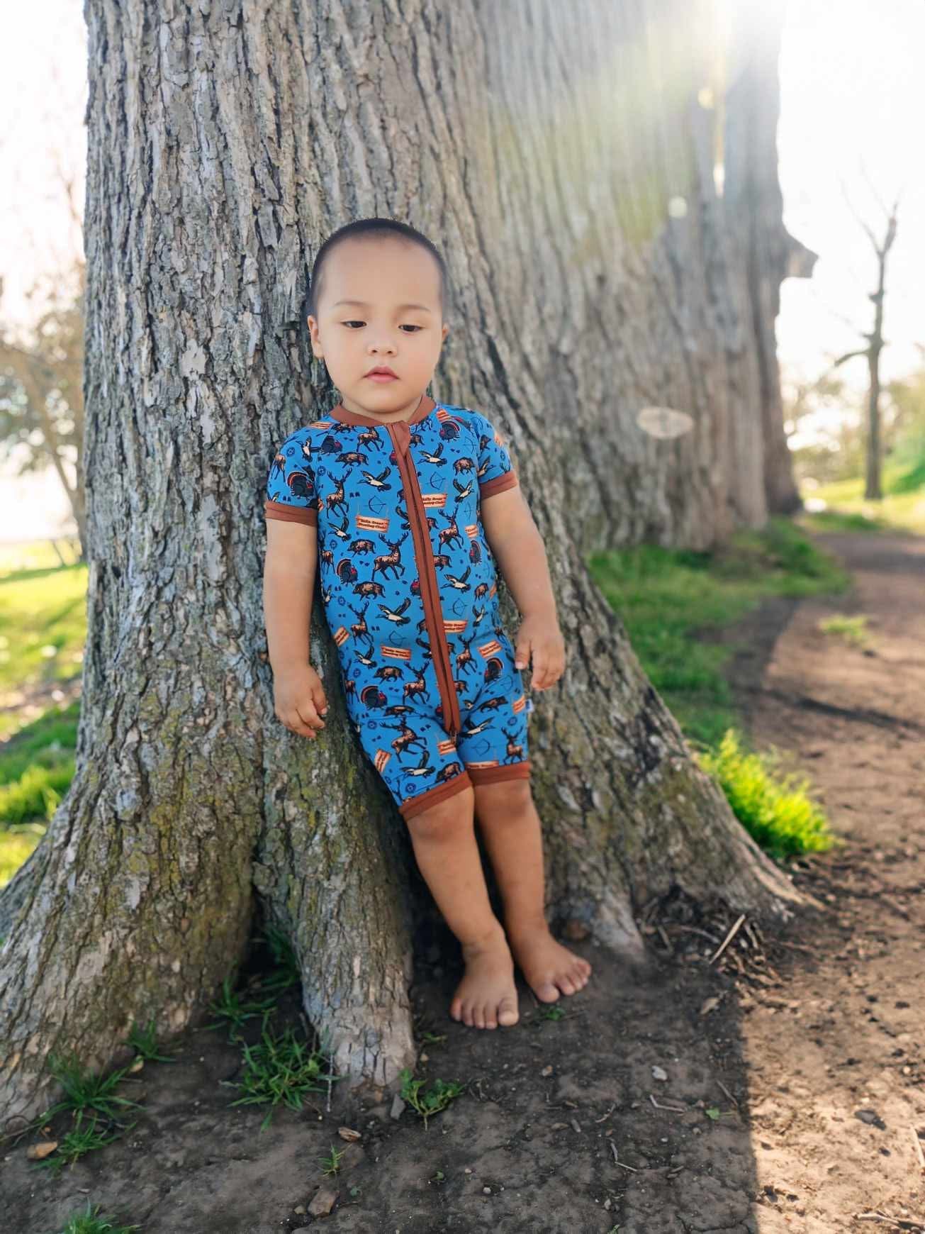 BLUE Bella-Breez Hunting Club Bamboo Shortie Romper (FINAL SALE)