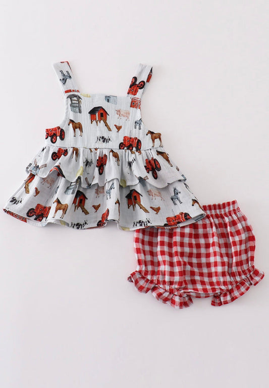 24 Months Muslin Ruffle Farm Set (FINAL SALE)