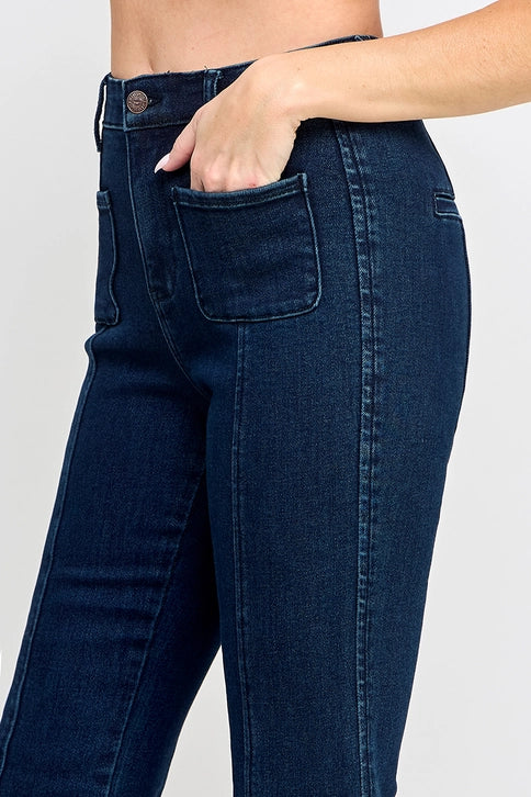 High Rise Boot Cut with Seam Detail & Front Pocket