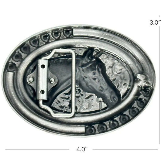 Horse Design Turquoise Beaded Western Belt Buckle