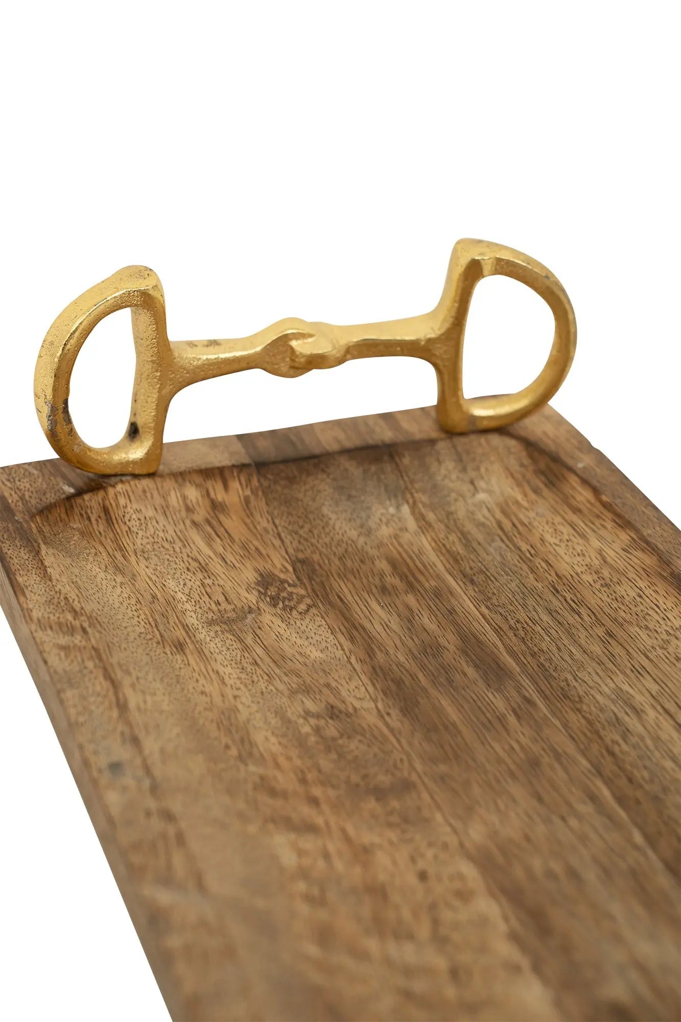 Huntley Equestrian Wooden Rectangle Tray with Gold Bit Handles