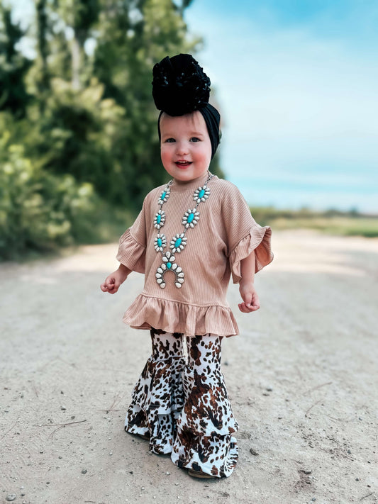 Brown cow double bell bottoms