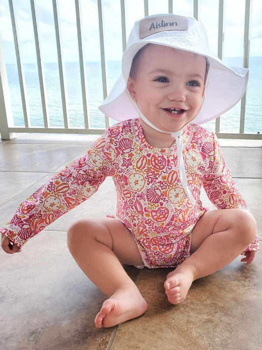 Pink seashell rash guard Swimsuit