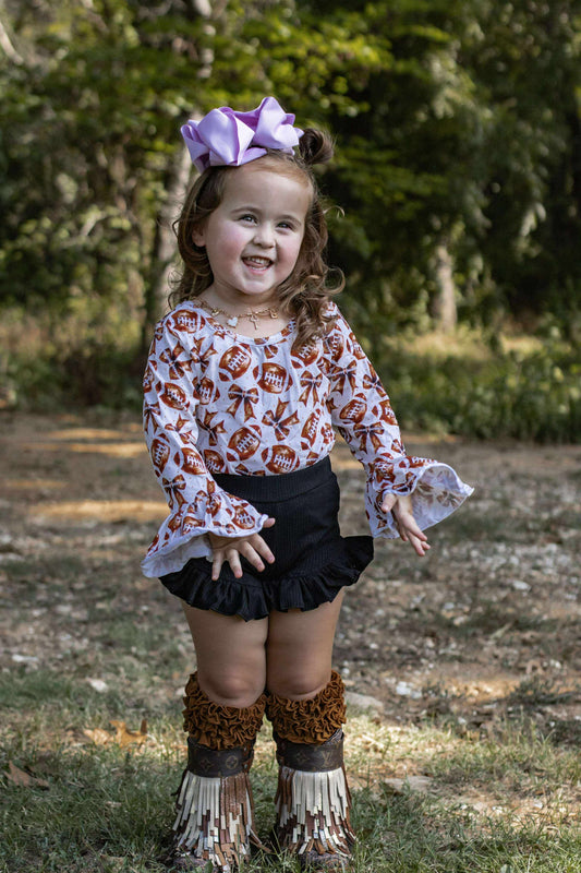 Quarterback Cutie Ruffled Sleeve Top