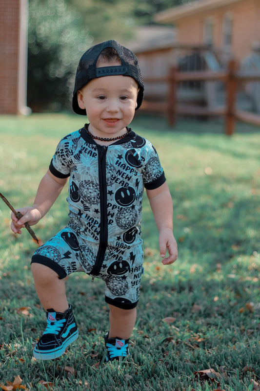 Happy New Year Bamboo Shortie Romper (FINAL SALE)