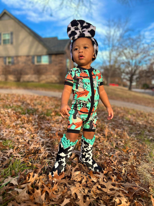 Cow print is the New Black Bamboo Shortie Romper (FINAL SALE)