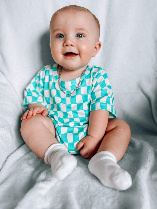 Wavy Checks Oversized Bamboo Romper (FINAL SALE)