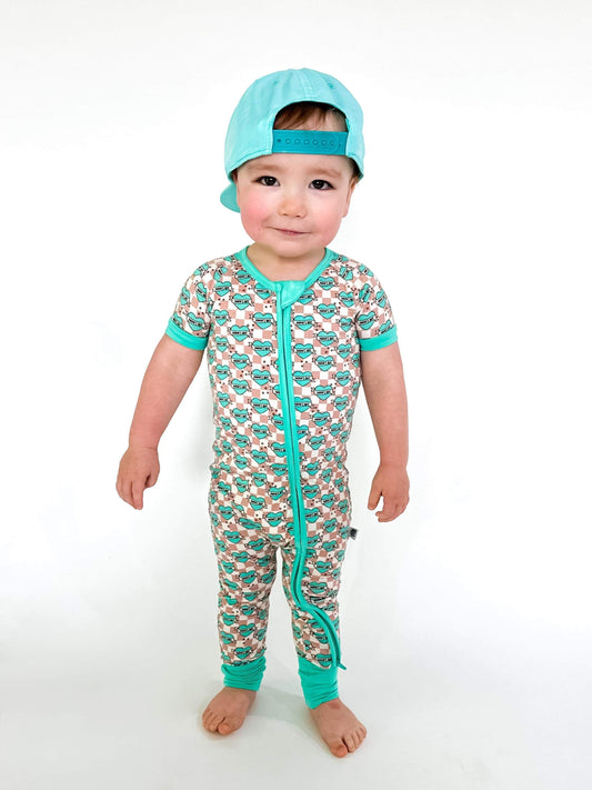 Checkered Mama's Boy Short Sleeve Bamboo Sleeper (FINAL SALE)