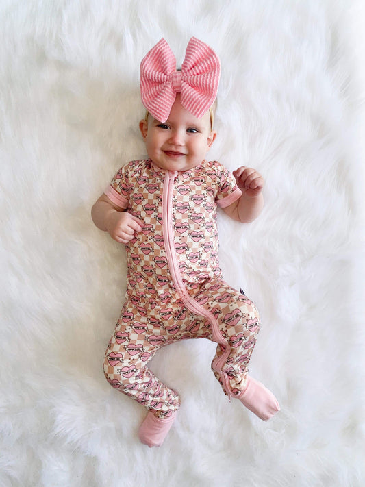 Checkered Mama's Girl Short Sleeve Bamboo Sleeper (FINAL SALE)