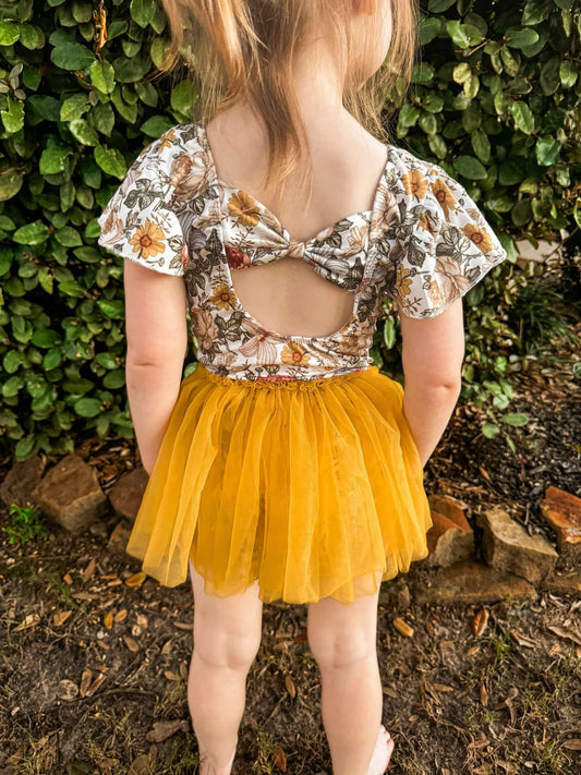 Vintage floral bow back leotard