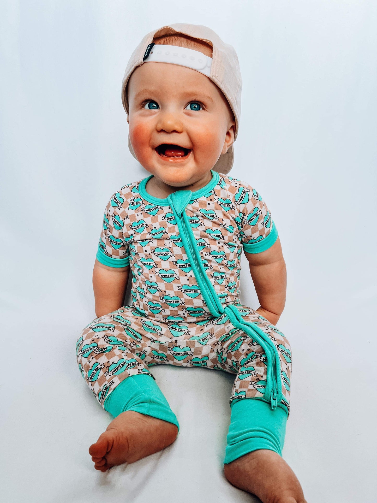 Checkered Mama's Boy Short Sleeve Bamboo Sleeper (FINAL SALE)