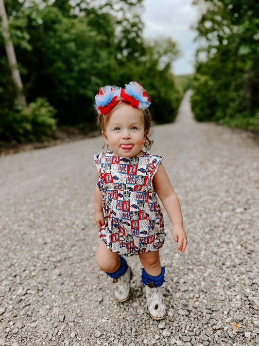 Western USA Ruffle Bamboo Romper (FINAL SALE)