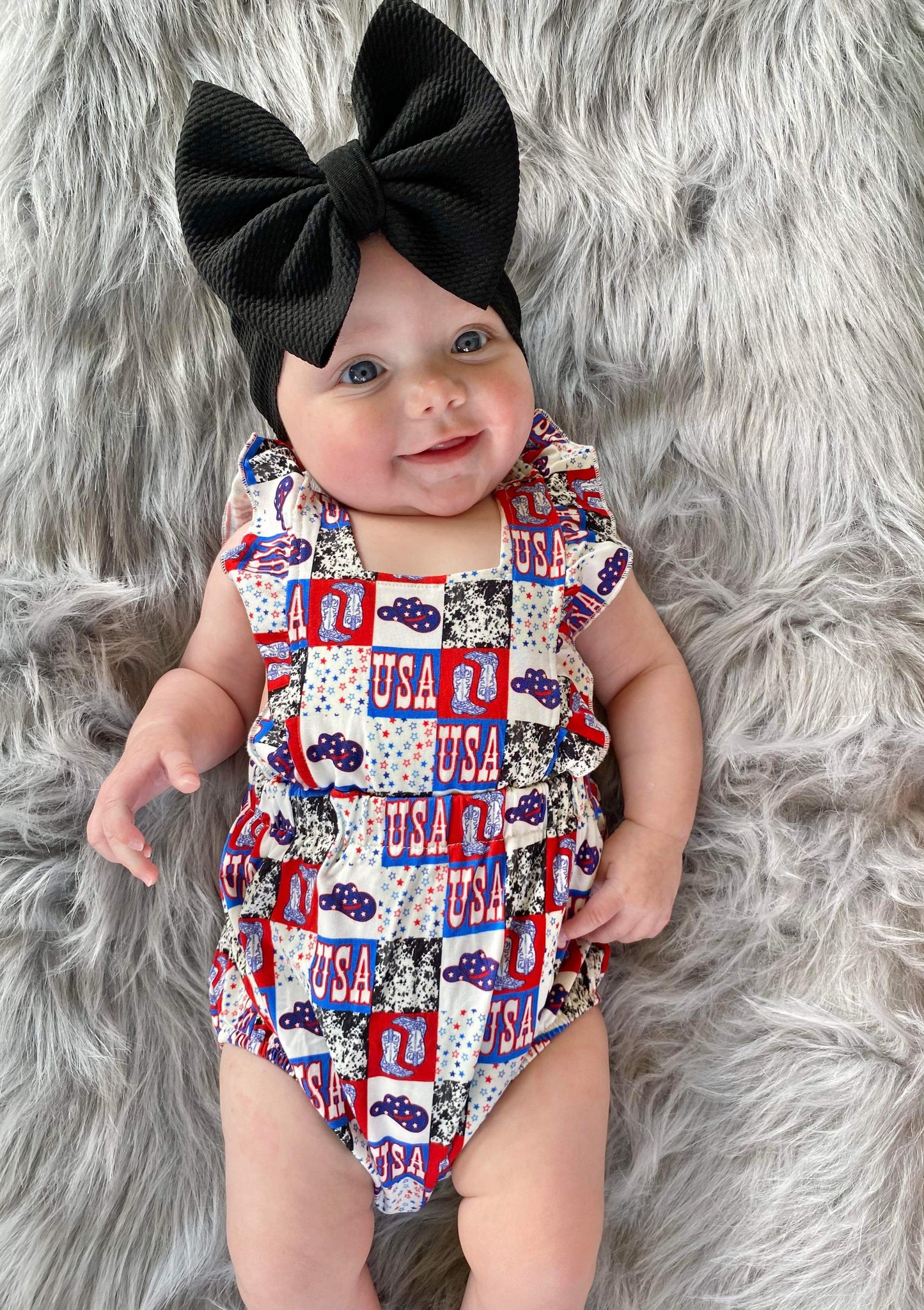 Western USA Ruffle Bamboo Romper (FINAL SALE)