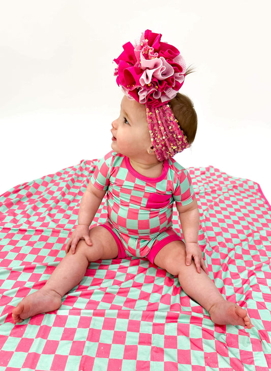 Bubblegum Checks Bamboo Short Set (FINAL SALE)