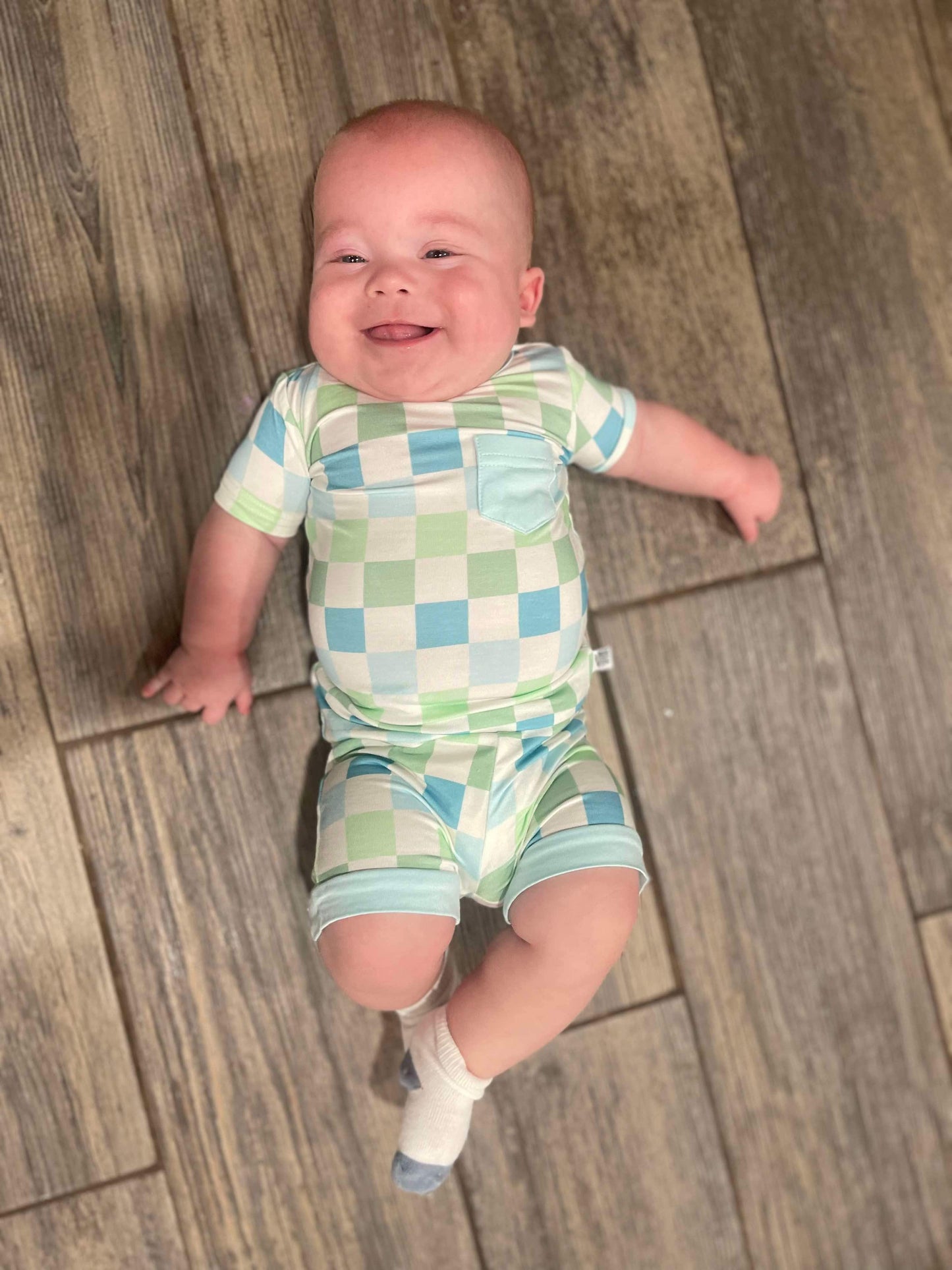 Ocean Checks Bamboo Short Set (FINAL SALE)