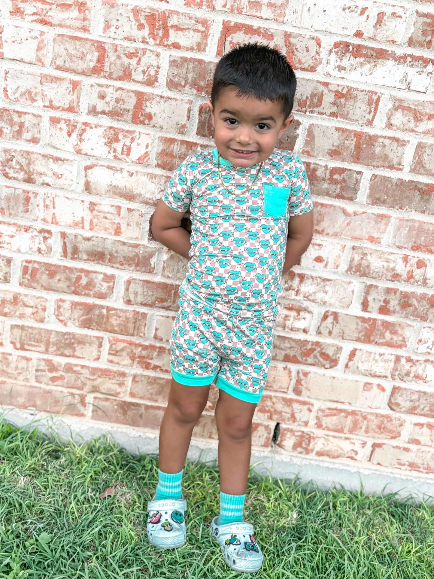 Checkered Mama's Boy Bamboo Short Set (FINAL SALE)