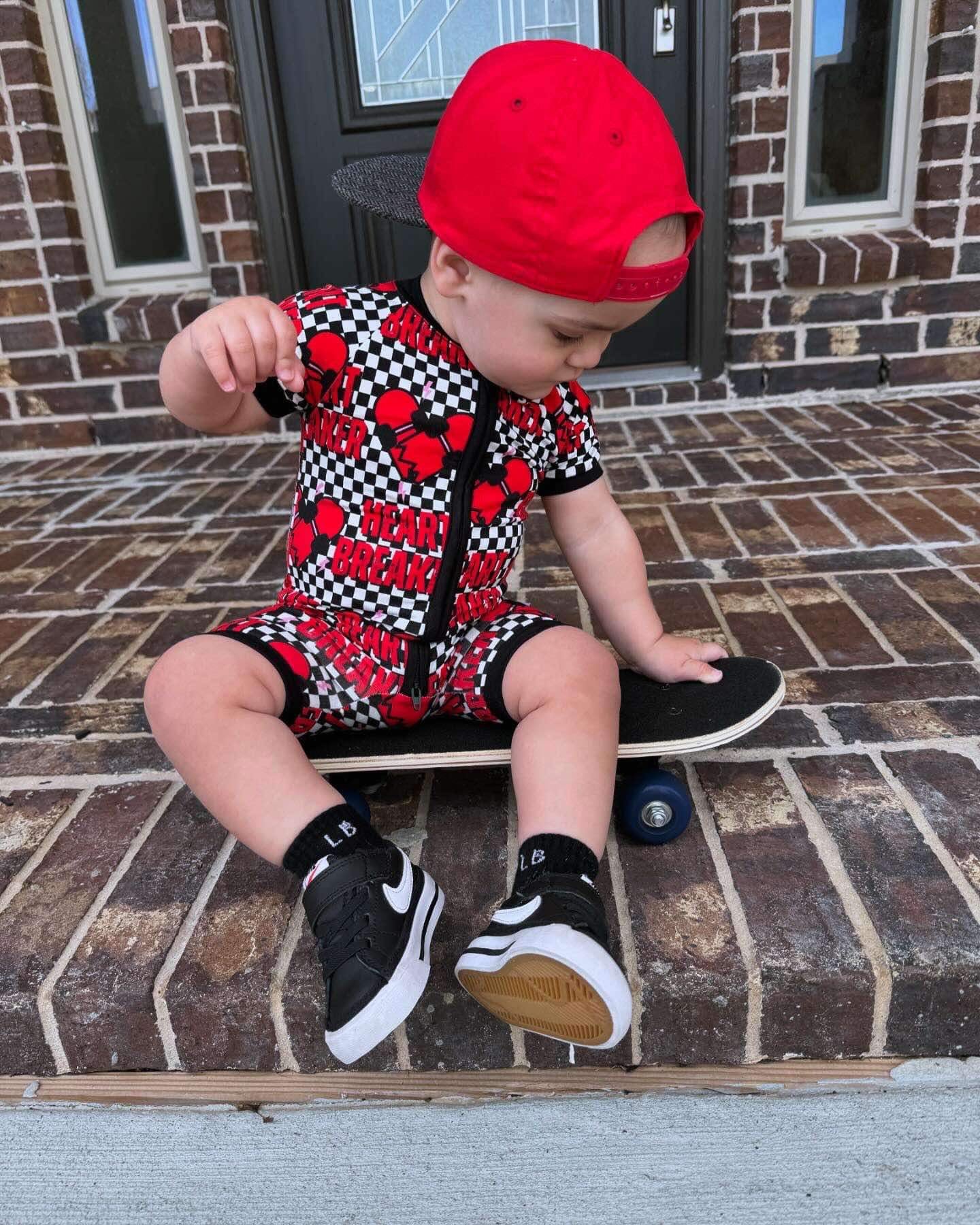 Checkered Heart Breaker Bamboo Shortie Romper (FINAL SALE)