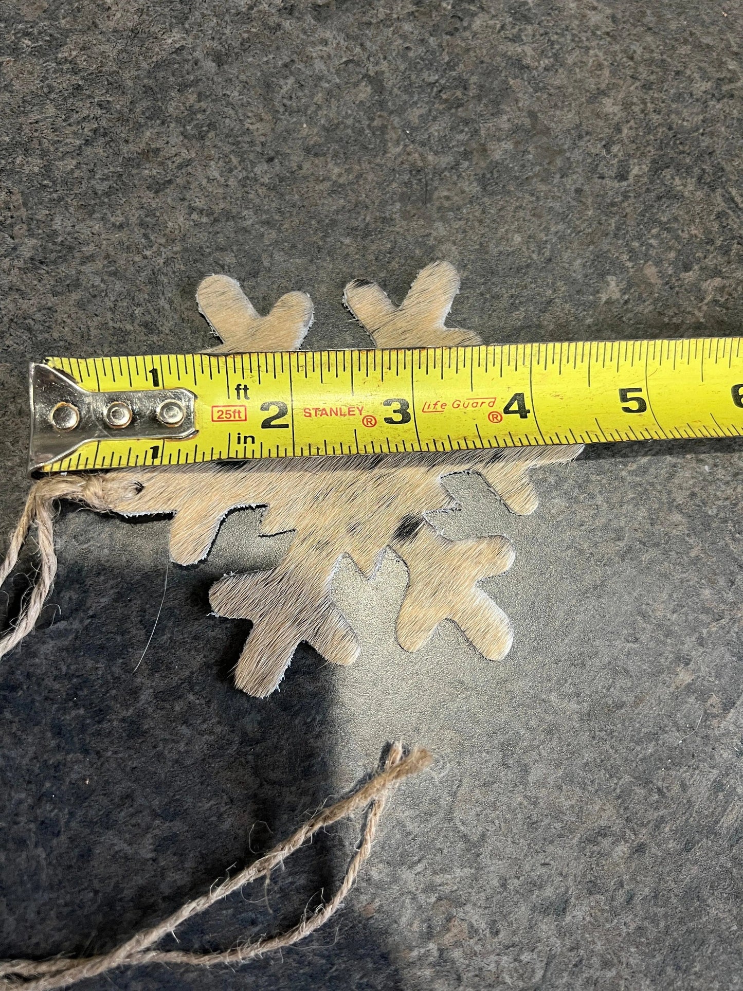 Cowhide Western Leather Christmas Ornament - Snowflake - Sold Individually