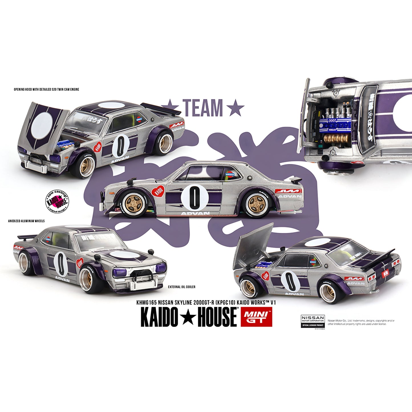 Kaido House x Mini GT 1:64 Nissan Skyline 2000GT-R (KPGC10) Kaido Works V1- Silver