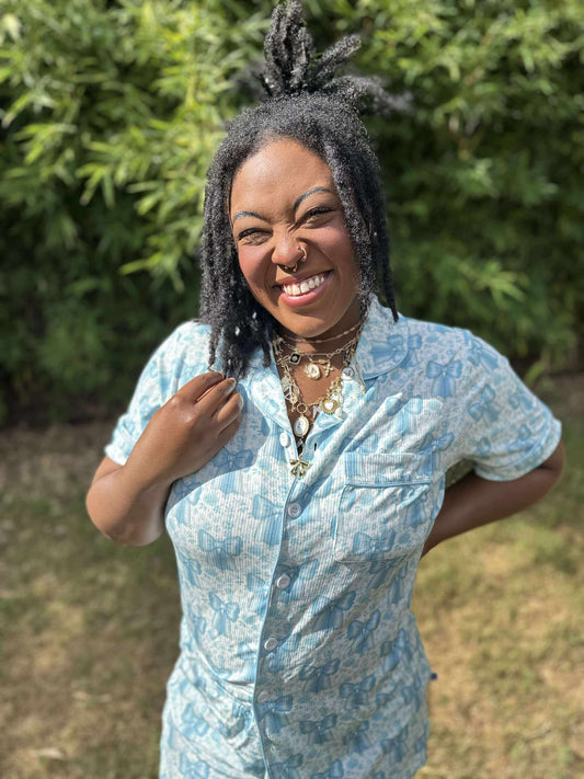 Blue Ribbon Dreams Women's Bamboo Button Up PJ Set