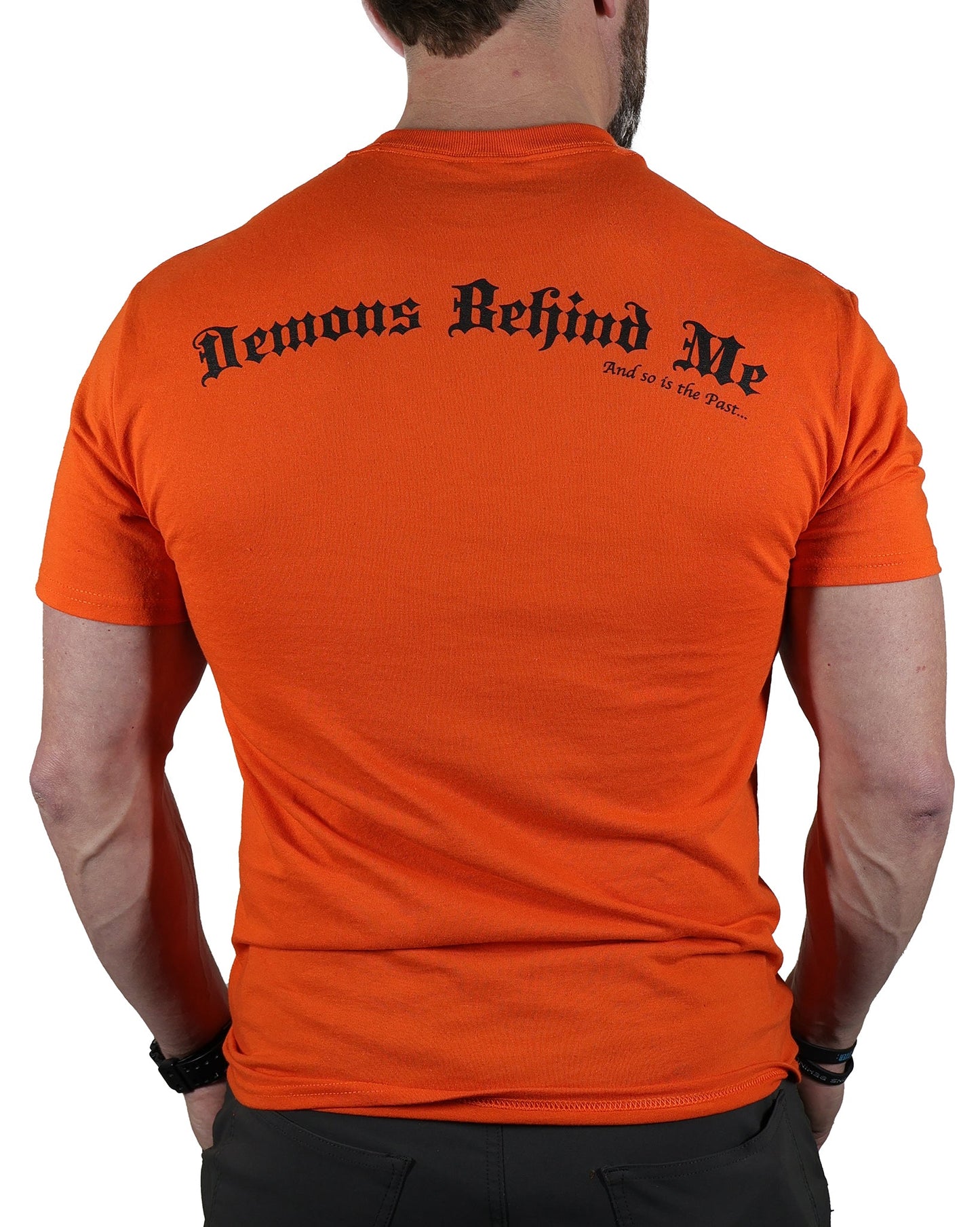 Men's Orange Lightweight T-Shirt - Black Ink