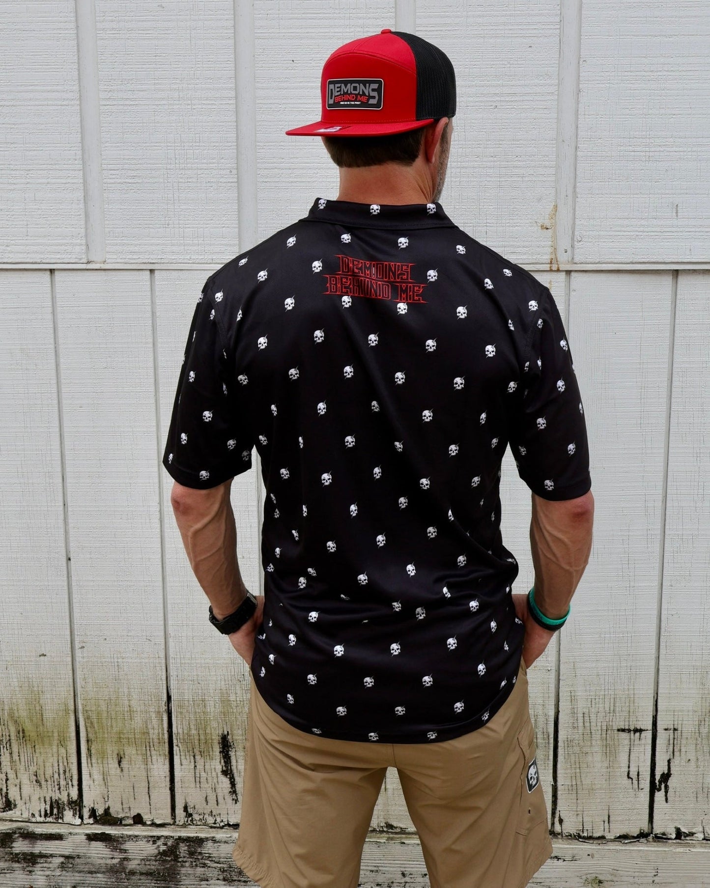 Bolt Skull Patterned Performance Polo