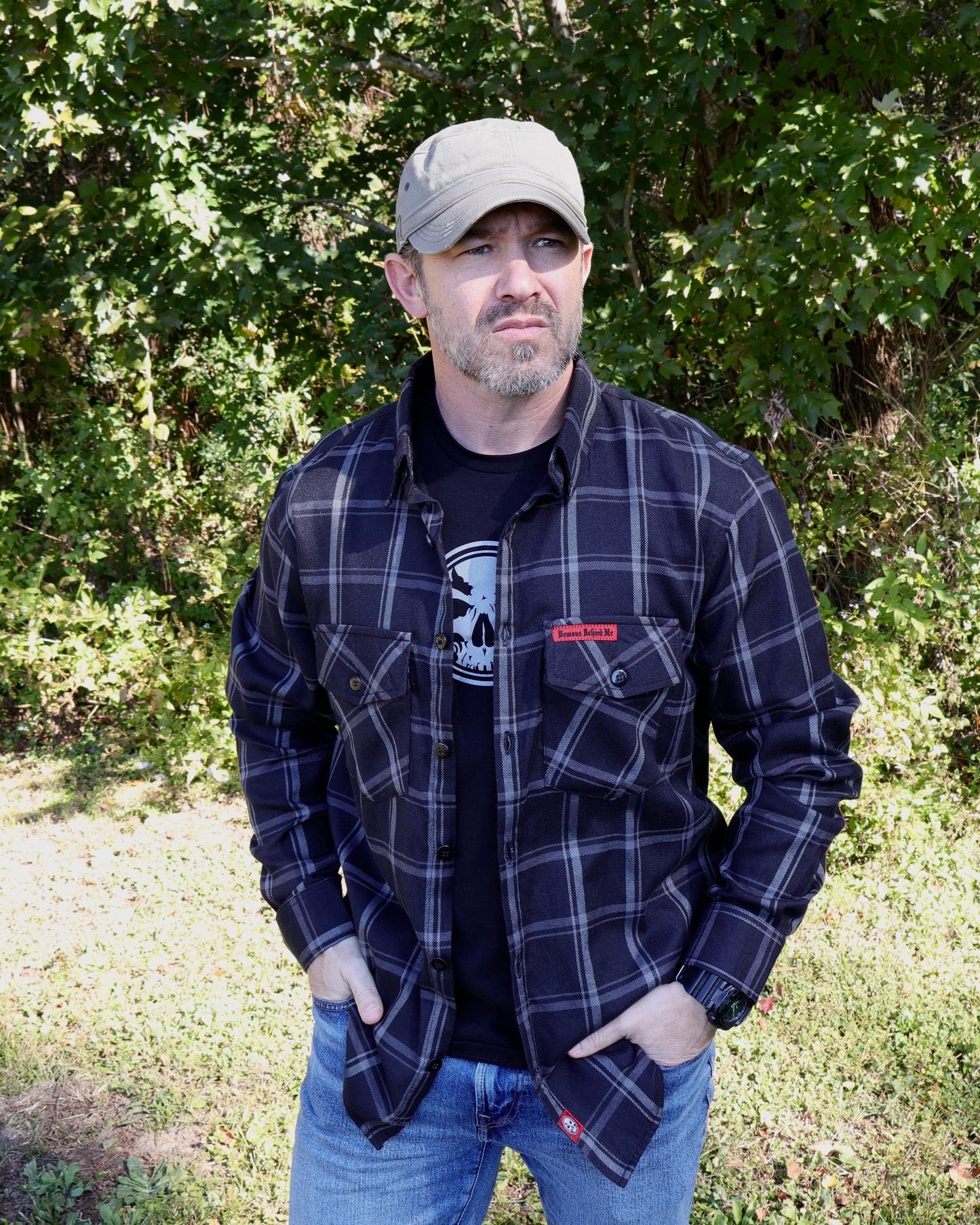 The "Silent Night" Black & Grey Flannel (Hidden Snap Collars)