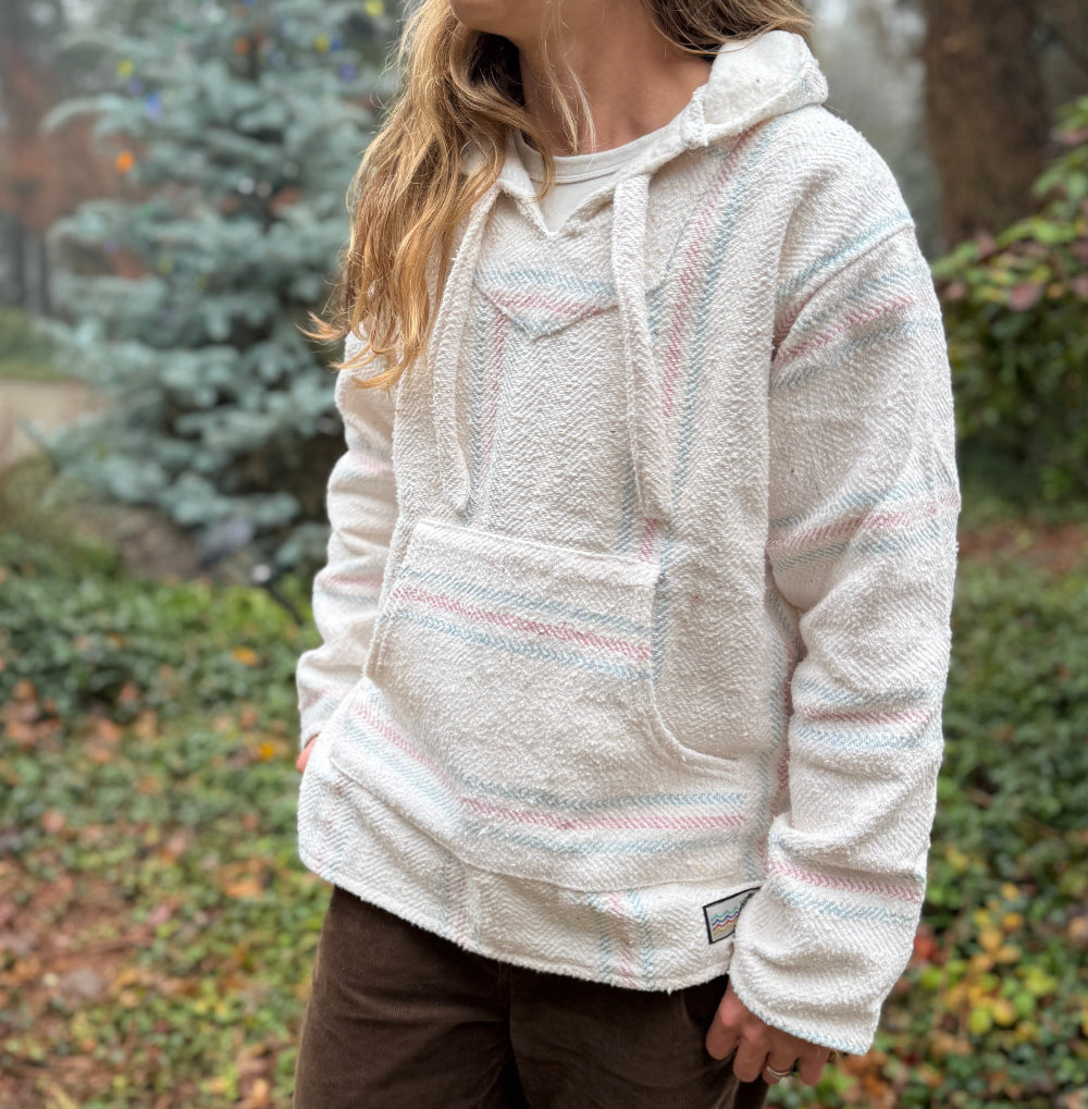 Baja Hoodie Mexican Pullover Sweater - Blanca