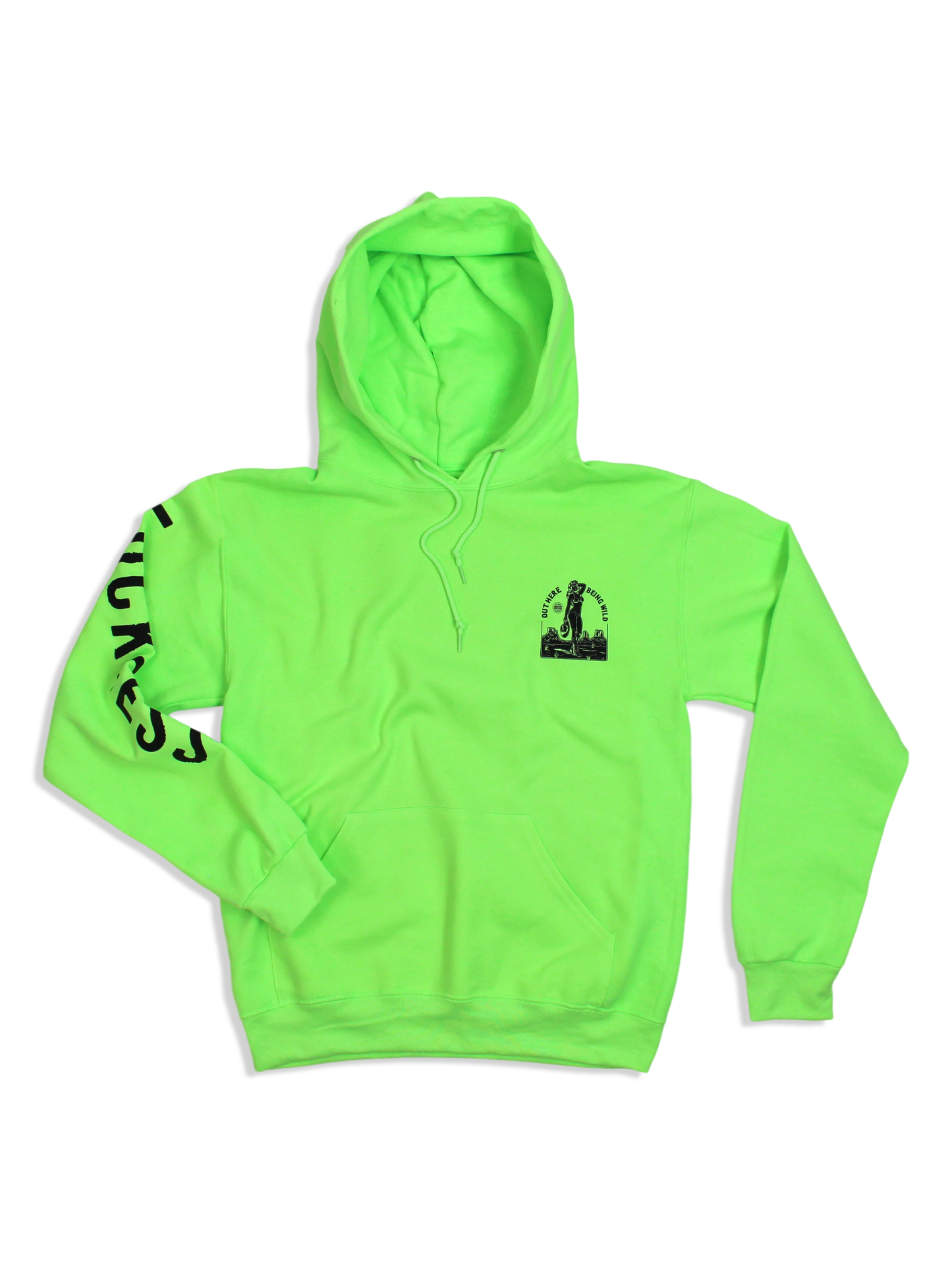 Out Here Being Wild Hoodie Neon Green