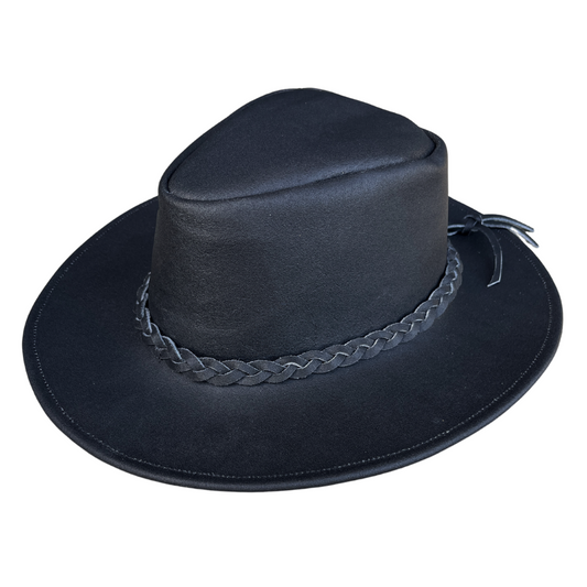 Leather Rancher Hat | Cowboy Hat- Black