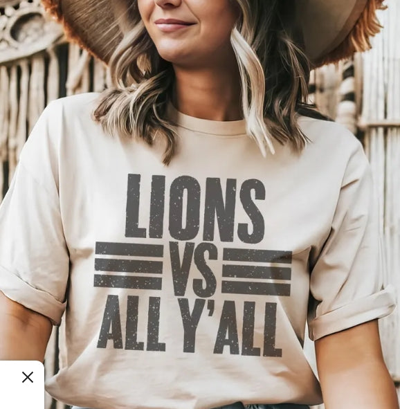 LIONS VS. ALL Y'ALL T-SHIRT - LUTHER PRIDE