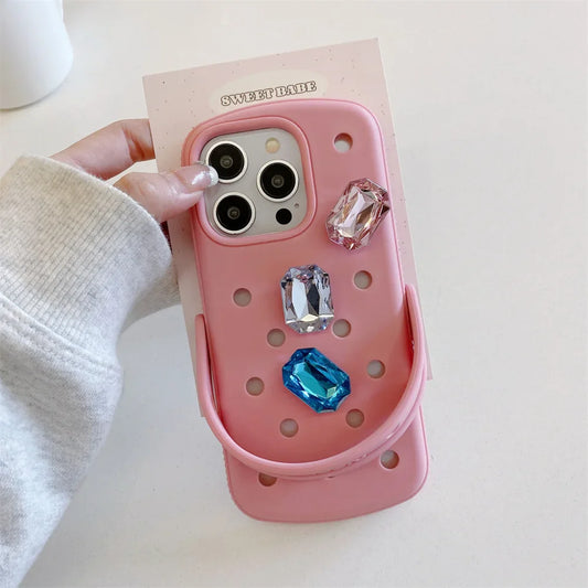 Luxury Gem Crocs Phone Case Soft Cover For iPhone