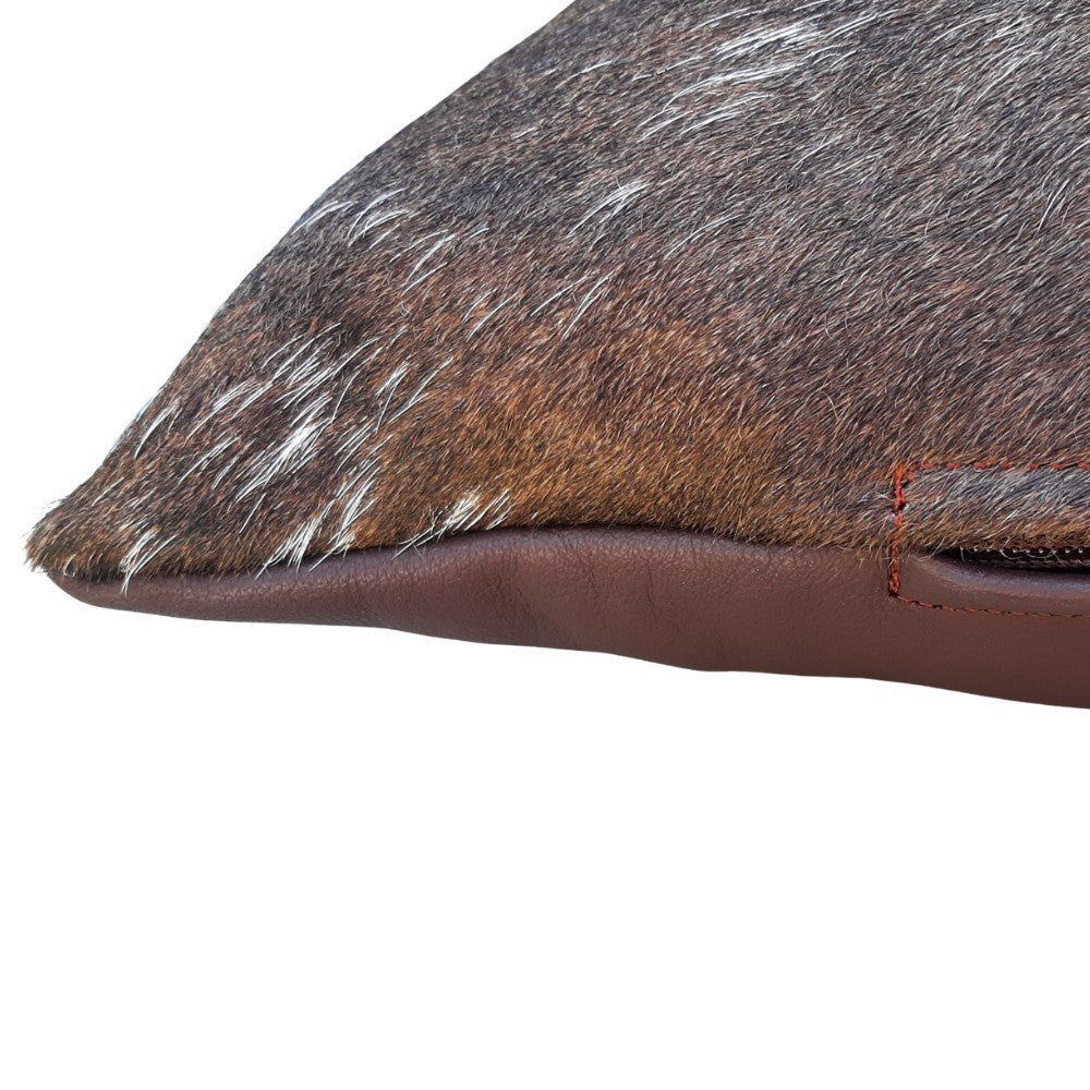 Cowhide & Leather Accent Pillow – Genuine Leather with Unique Natural Pattern