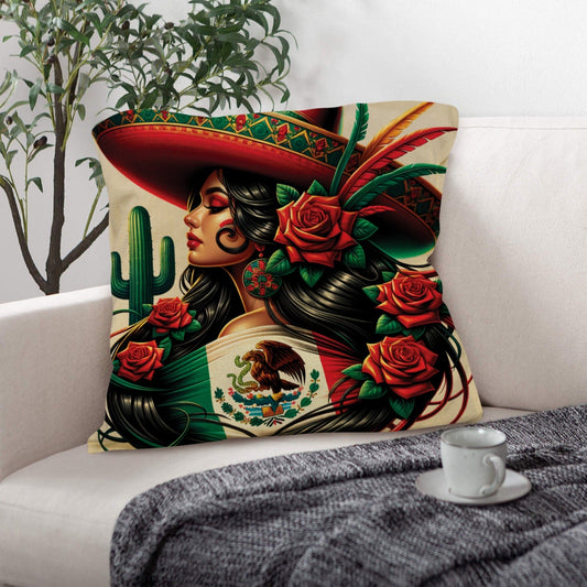 Colores De Mexico La Mexicana Pillow Case Made in America