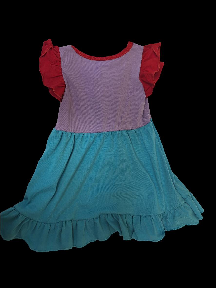 Multicolored Short Ruffle Sleeve Dress