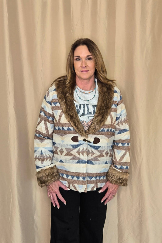 Belle of the West Fur Trimmed Coat