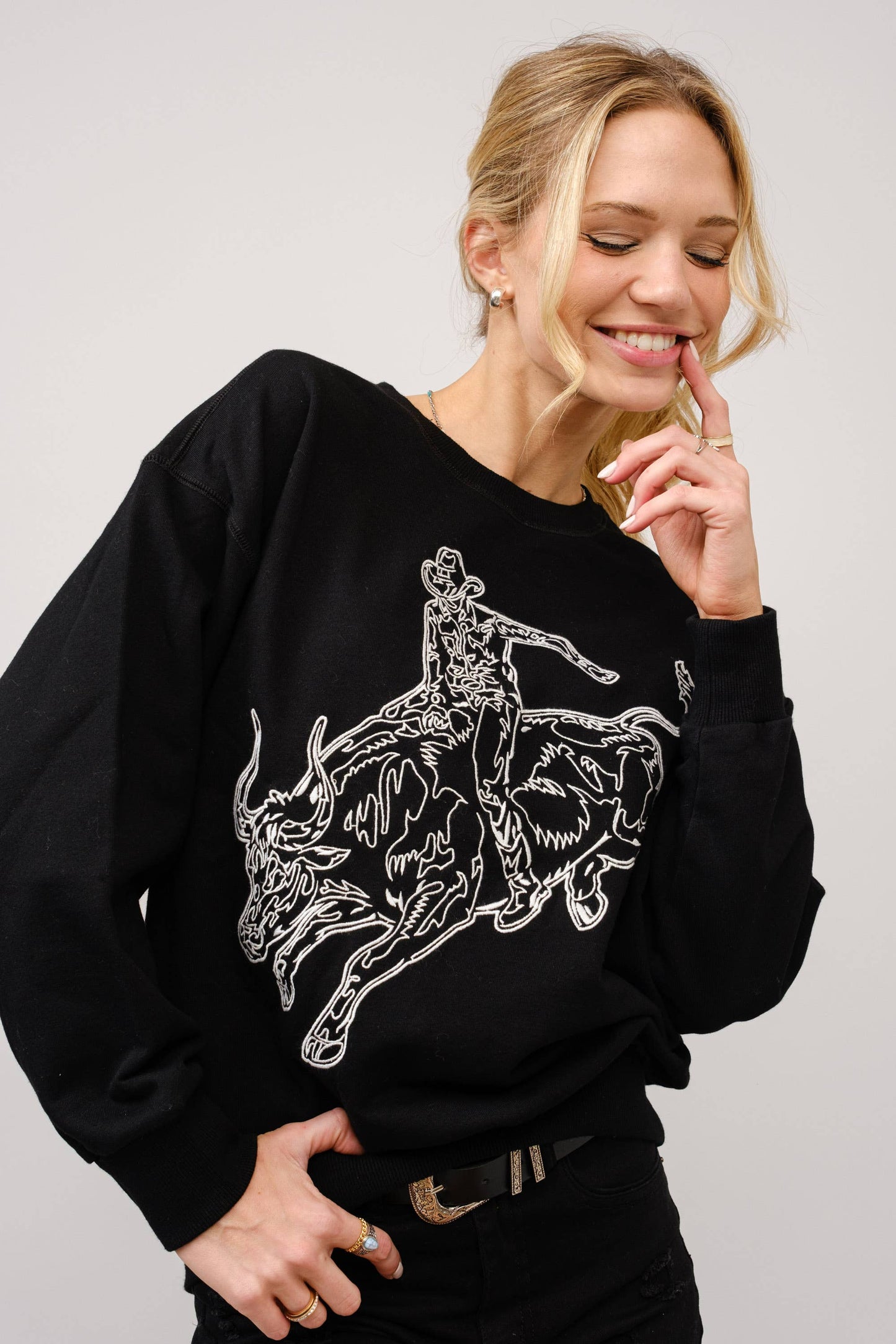 Bull Rider Embroidered Sweatshirt