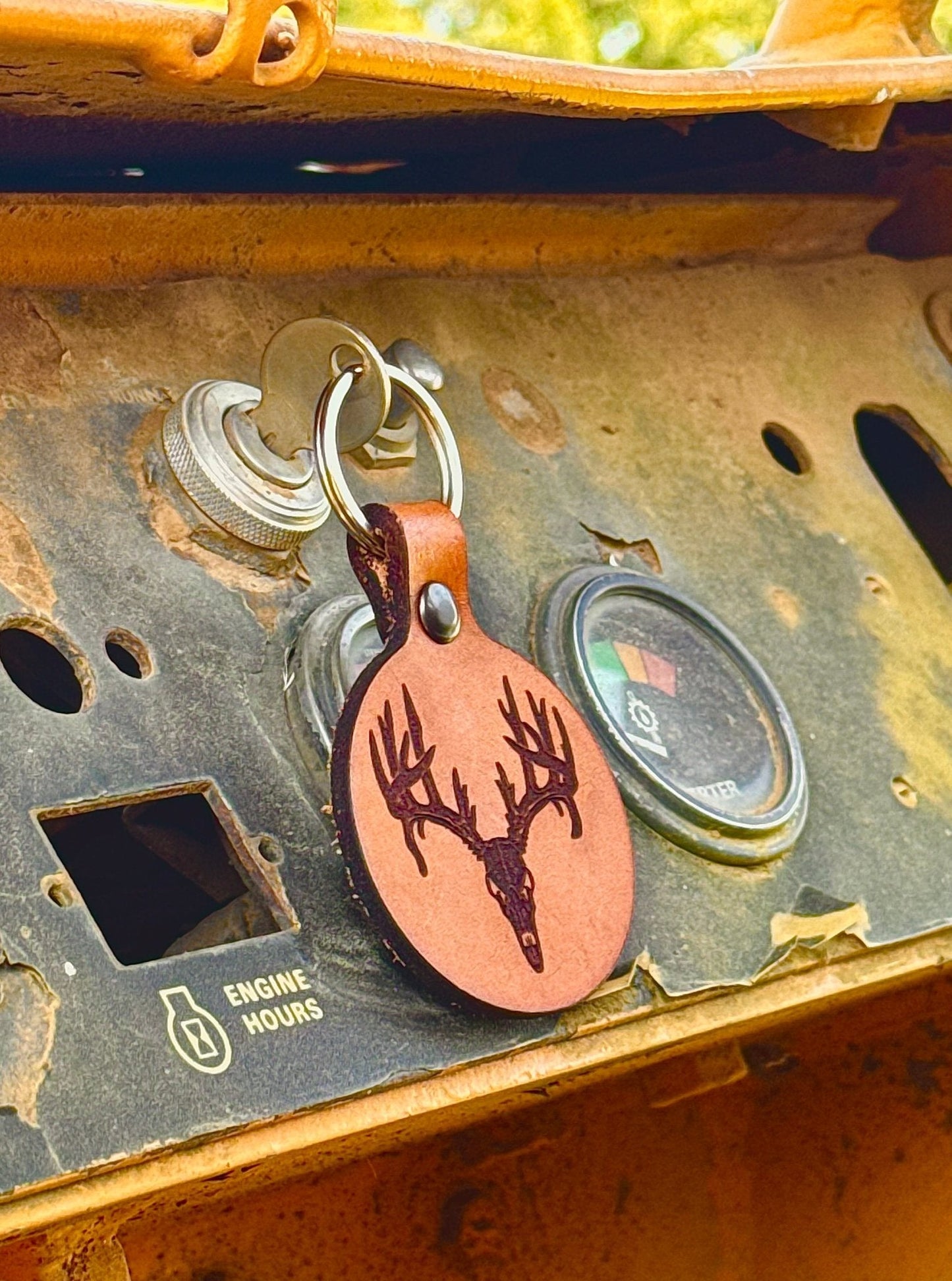 Deer Skull Leather Keychain Made In Texas