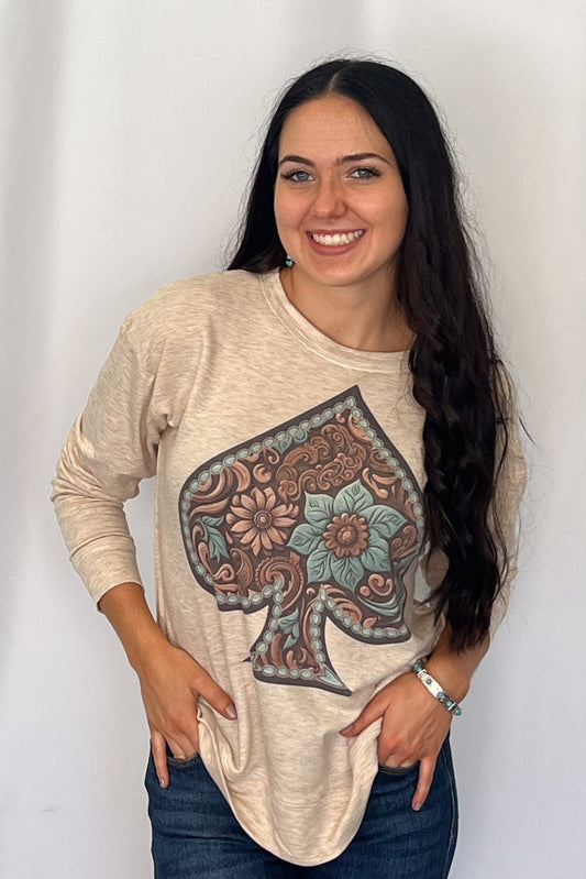 Elsa Tooled Leather Ace Graphic Sweatshirt