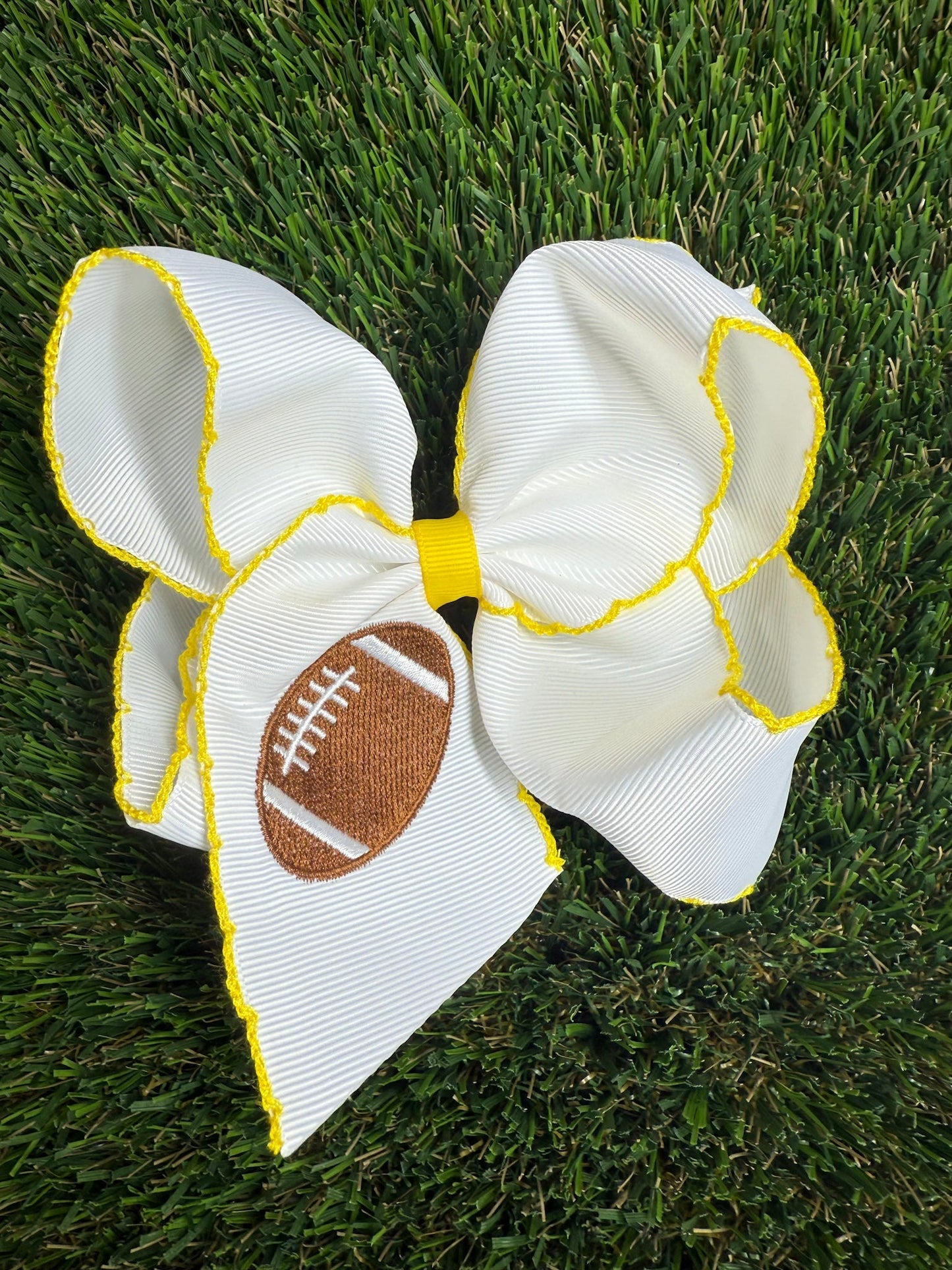 Football Embroidered Moonstitch Hair Bows