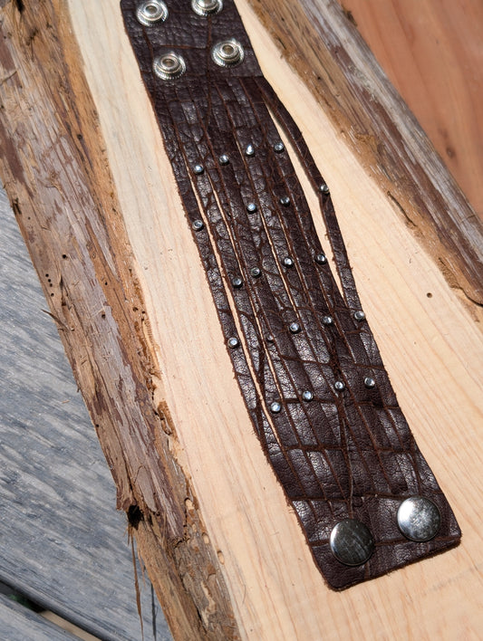 Genuine Leather Jewel Cuff Braclet