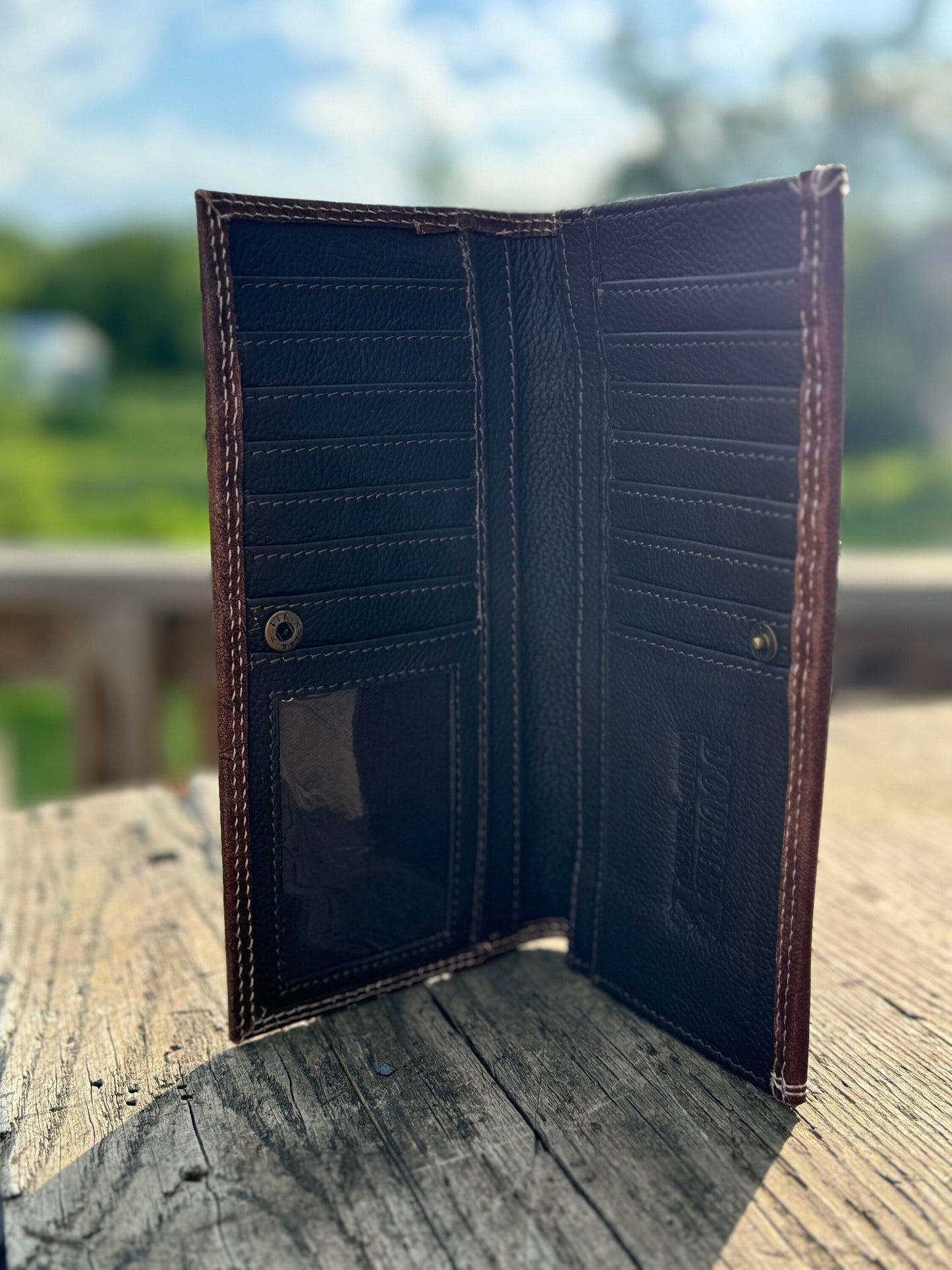 Western Cowgirl Clutch wallet purse painted tooled red and blue floral by Double B Wild Rags