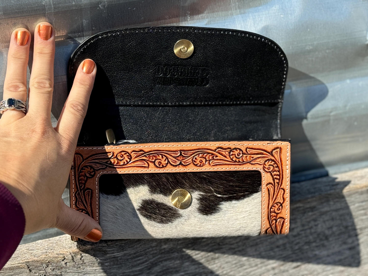 Genuine Cowhide and Leather Women's Wallet by Double B Wild Rags