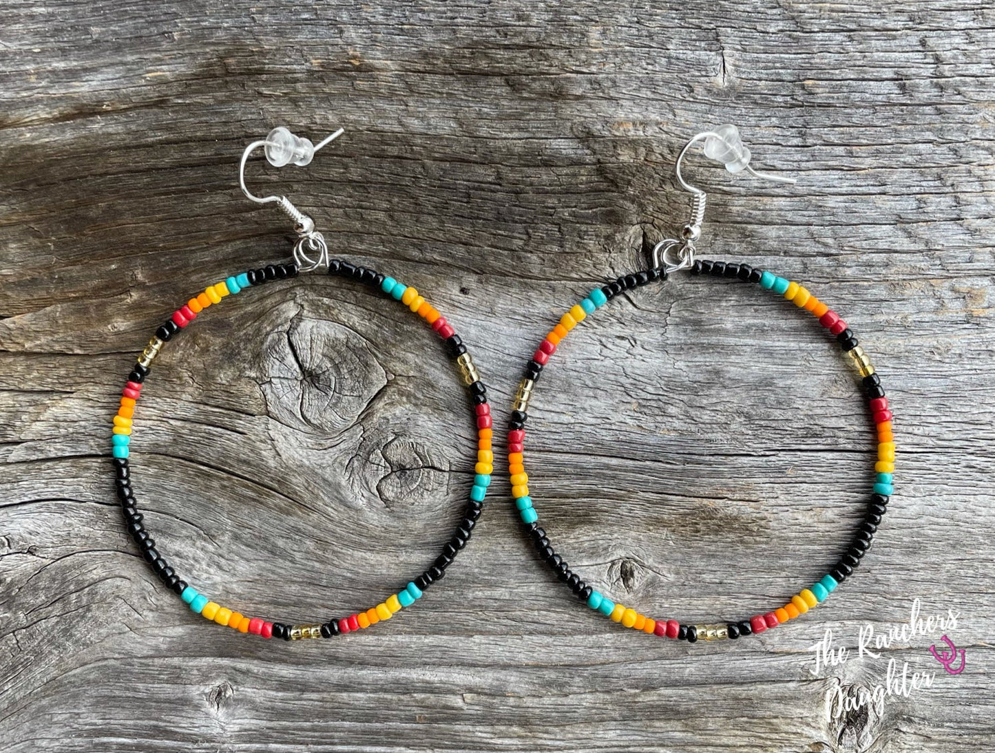 Black Serape Hoop Earrings