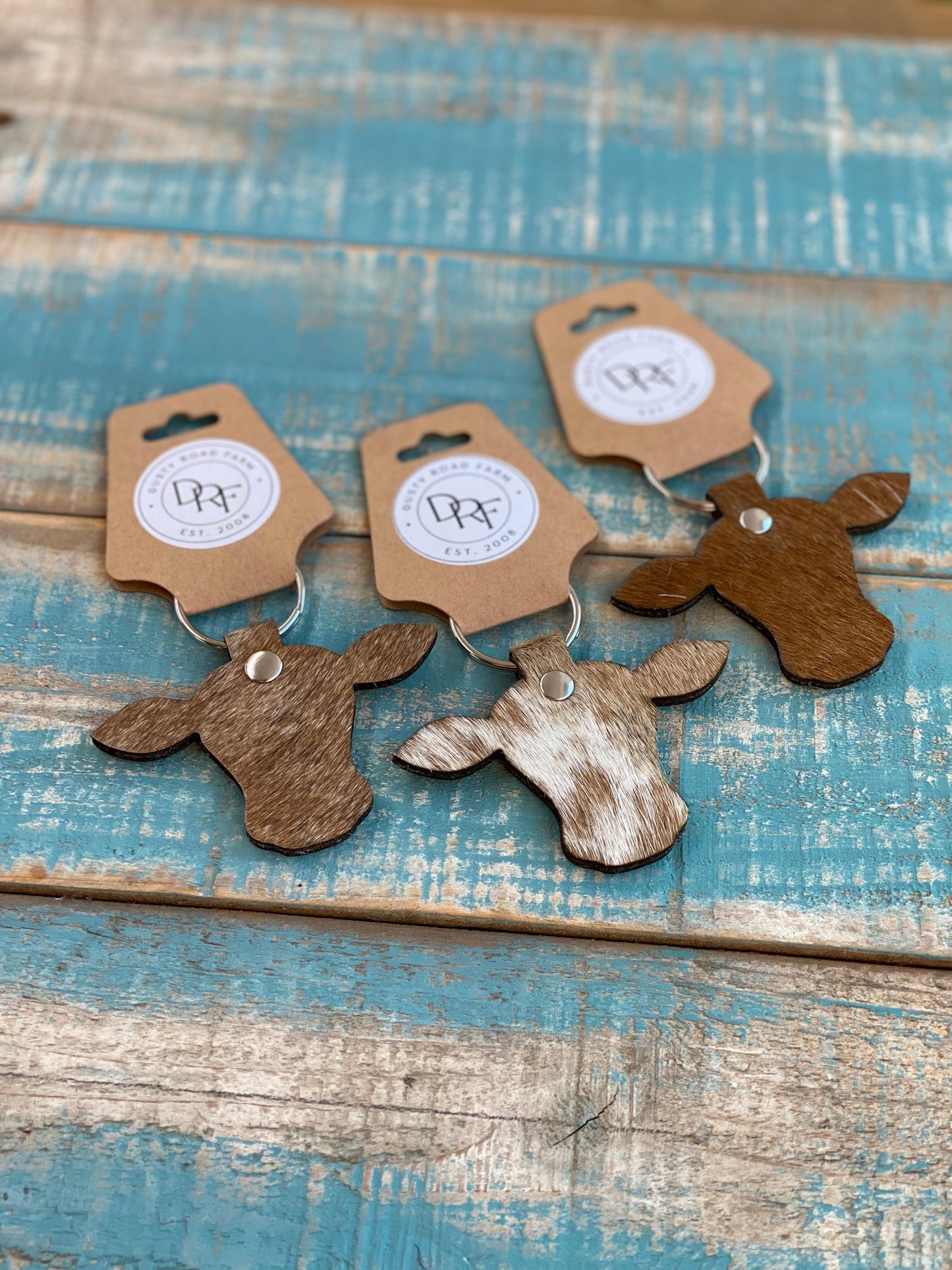 Cow Head Cowhide Keychain