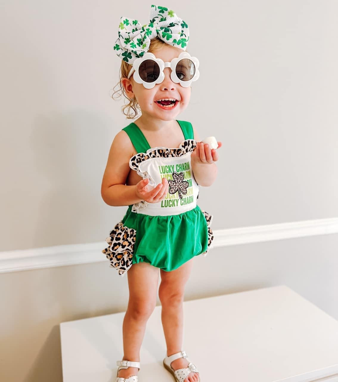 Lucky charm ruffle romper